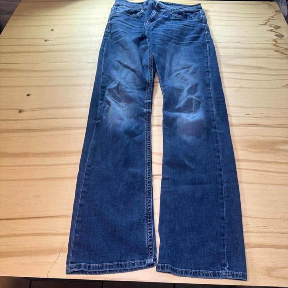 Buckle BKE Jake Jeans Mens 33x36 (Actual 33x34) Blue Straight Denim Stretch